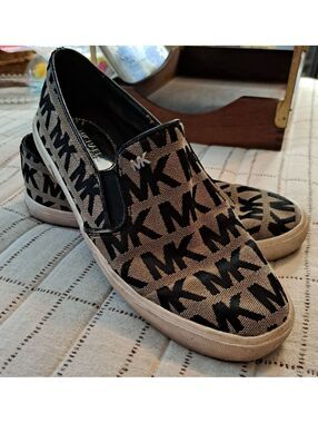 Michael Kors Sz 6M Women's Keaton Slip-on Signature Logo Sneakers Black